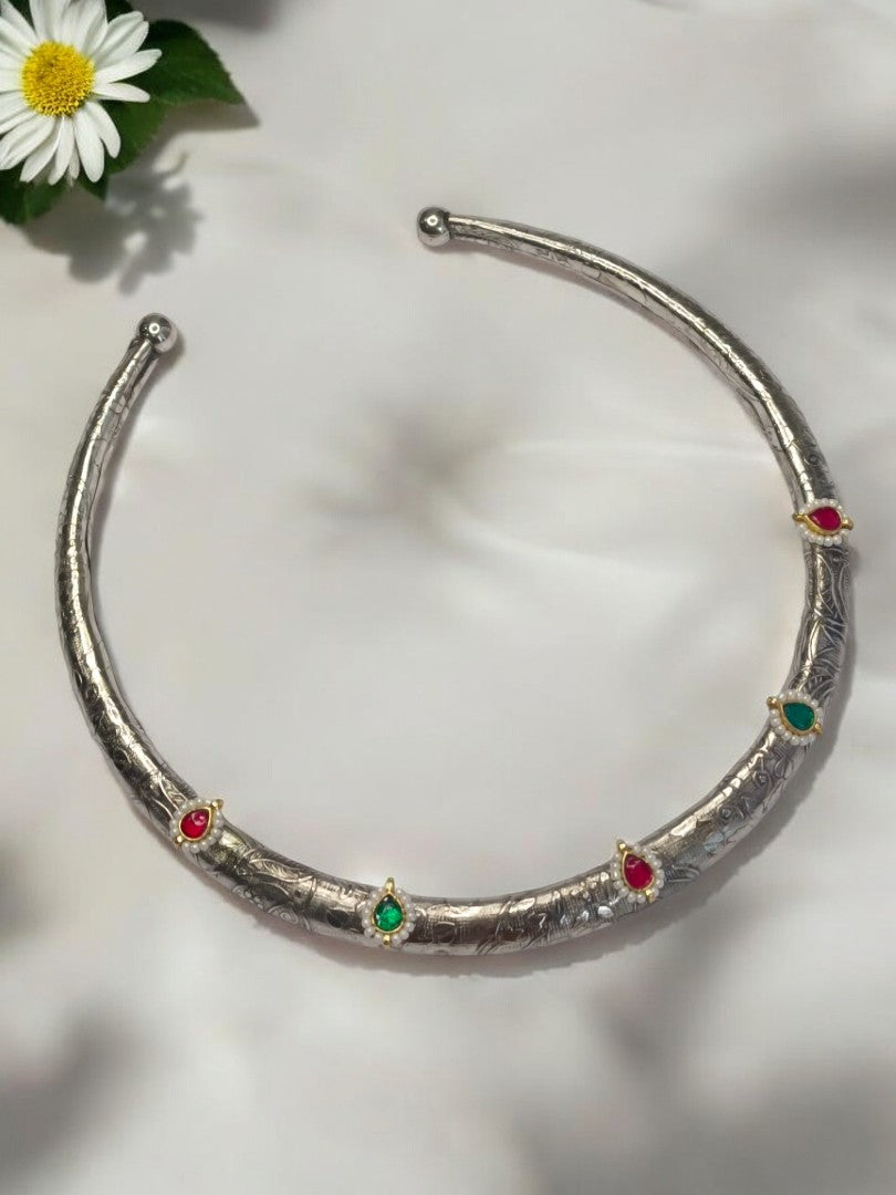 MULTI HASLI AADRSHIKAA GERMAN SILVER JEWELLERY SET