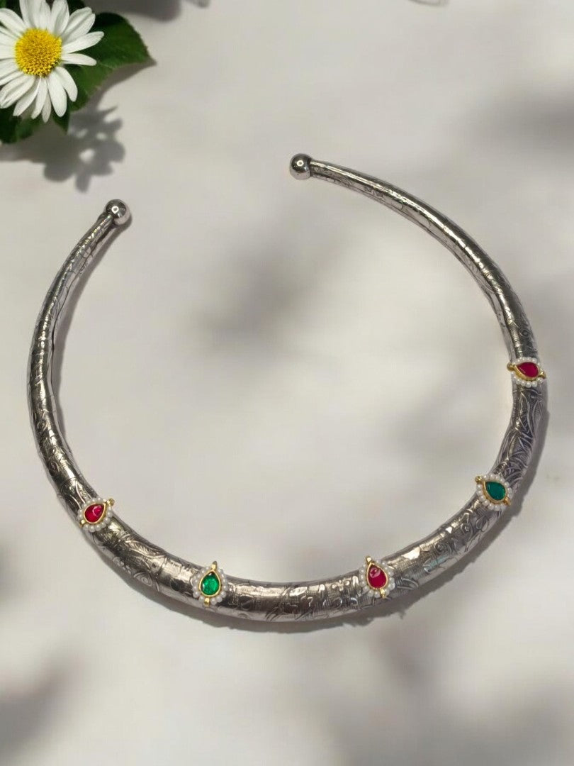 MULTI HASLI AADRSHIKAA GERMAN SILVER JEWELLERY SET