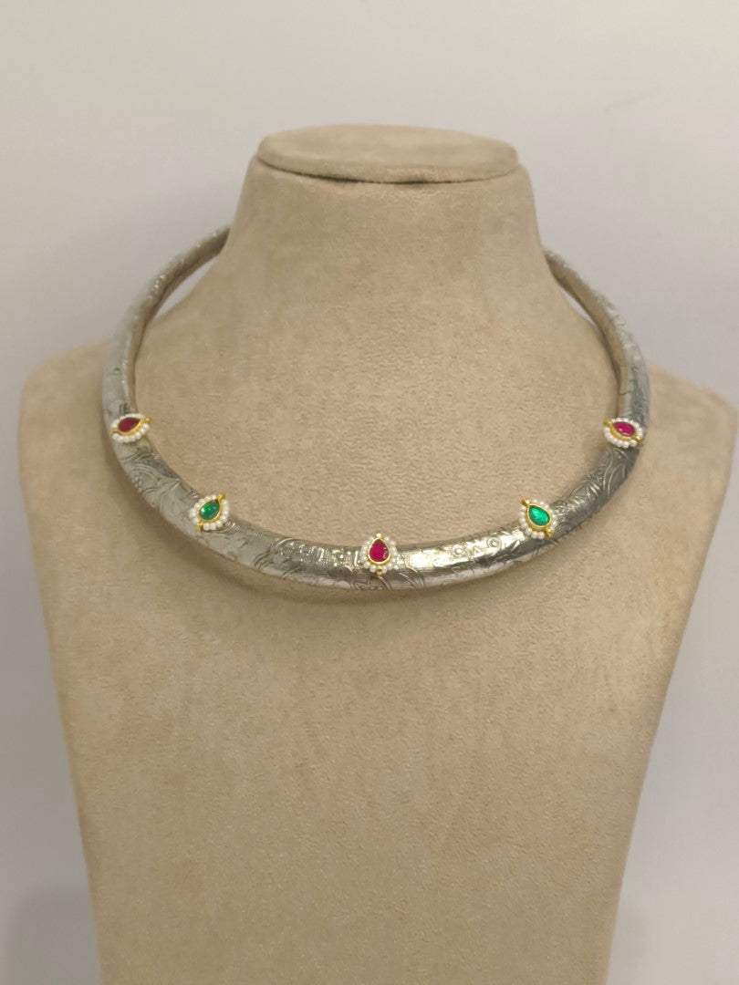 MULTI HASLI AADRSHIKAA GERMAN SILVER JEWELLERY SET
