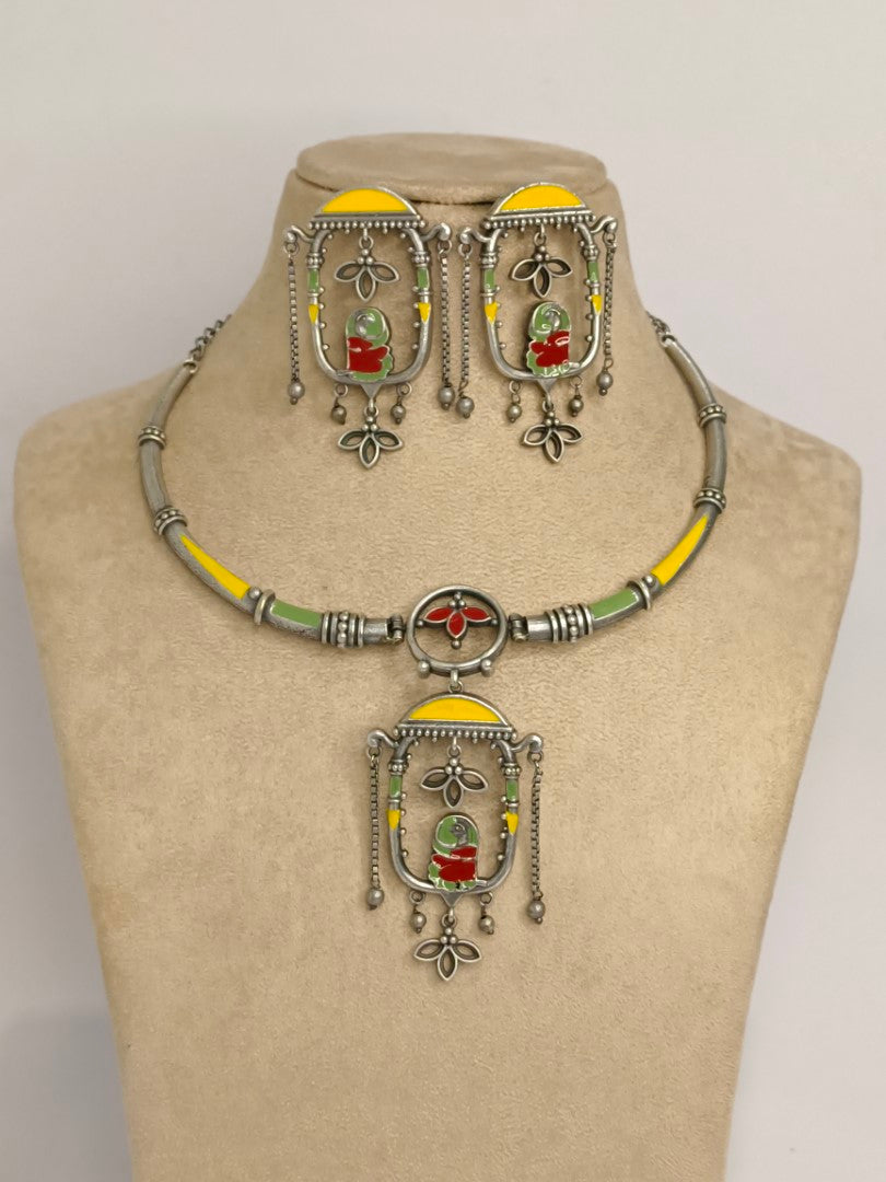 MULTI HANSHIKA GERMAN SILVER JEWELLERY SET