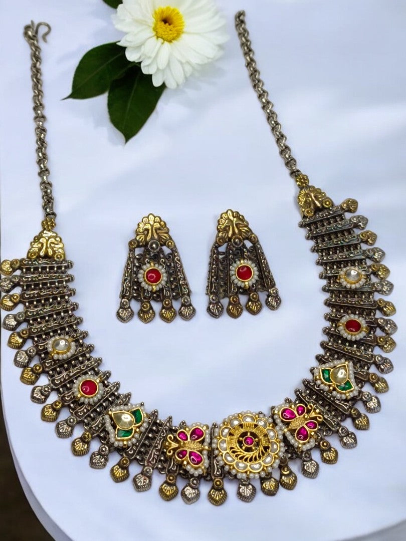 RUBY MADHUKANTA GERMAN SILVER JEWELLERY SET