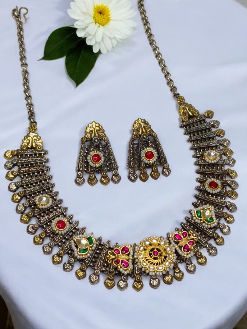 RUBY MADHUKANTA GERMAN SILVER JEWELLERY SET