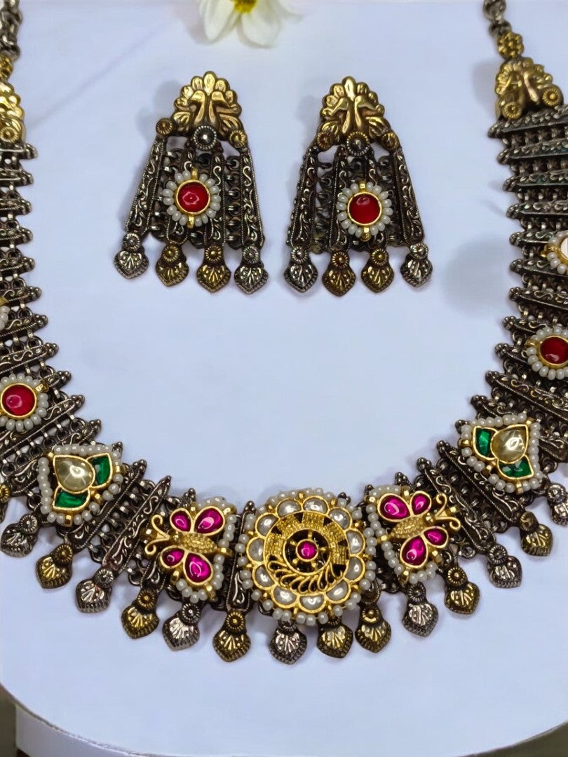 RUBY MADHUKANTA GERMAN SILVER JEWELLERY SET