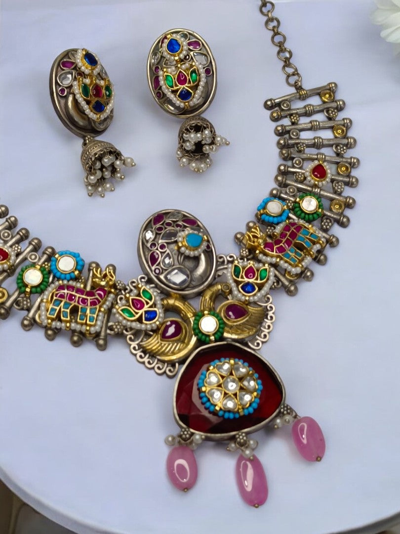 MULTI SHUBHANGI GERMAN SILVER JEWELLERY SET