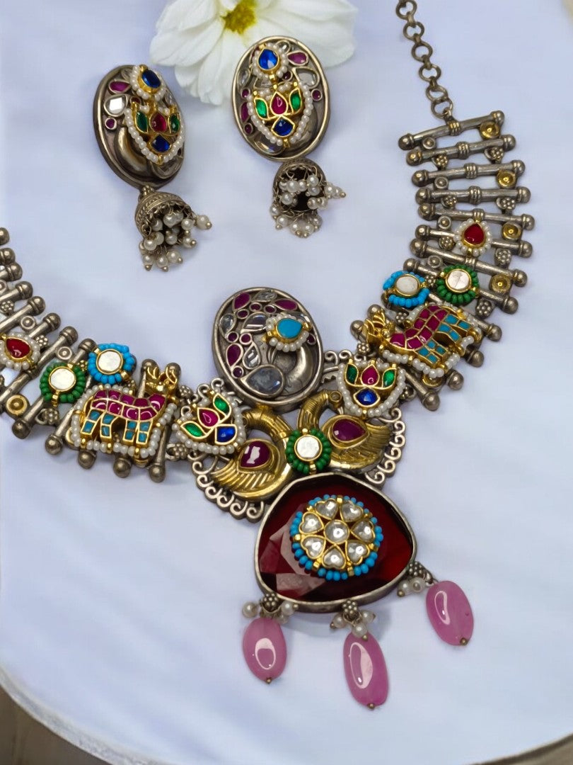 MULTI SHUBHANGI GERMAN SILVER JEWELLERY SET