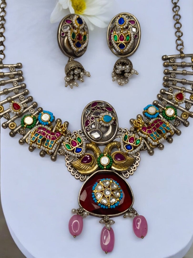 MULTI SHUBHANGI GERMAN SILVER JEWELLERY SET