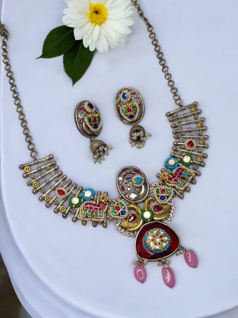 MULTI SHUBHANGI GERMAN SILVER JEWELLERY SET