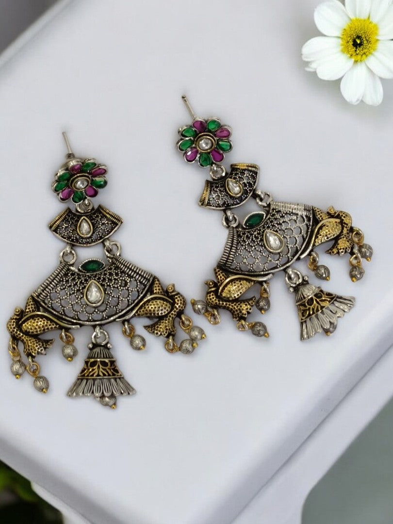 MULTI REETANSHI GERMAN SILVER EARRINGS
