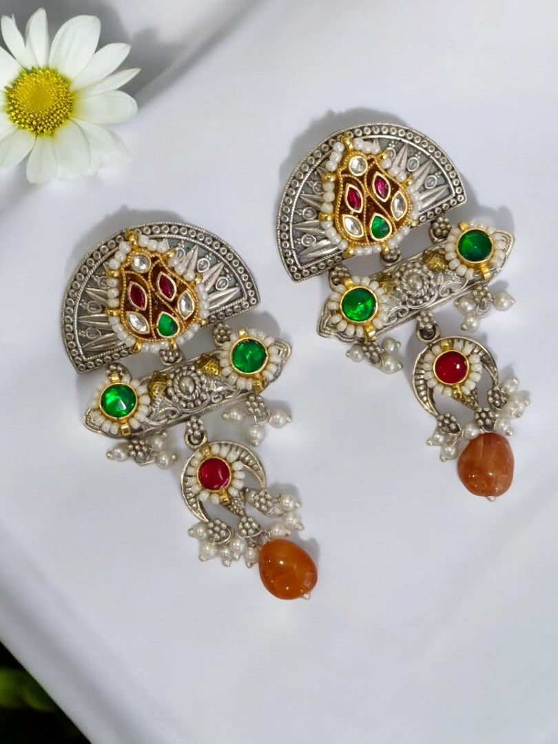 MULTI KATYAYNI GERMAN SILVER EARRINGS