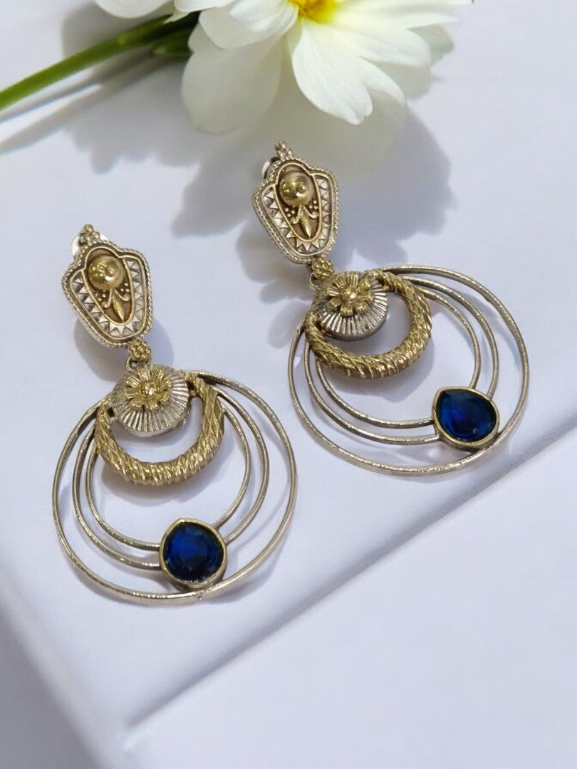 BLUE LINAA GERMAN SILVER EARRINGS