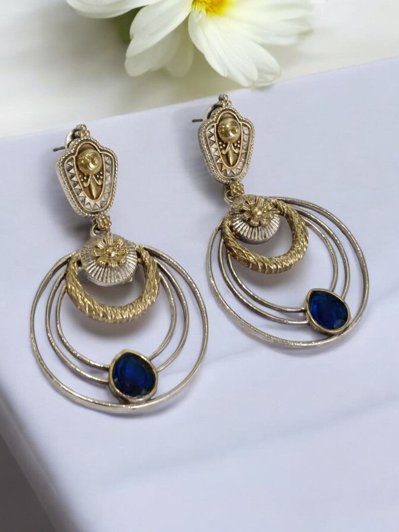 BLUE LINAA GERMAN SILVER EARRINGS