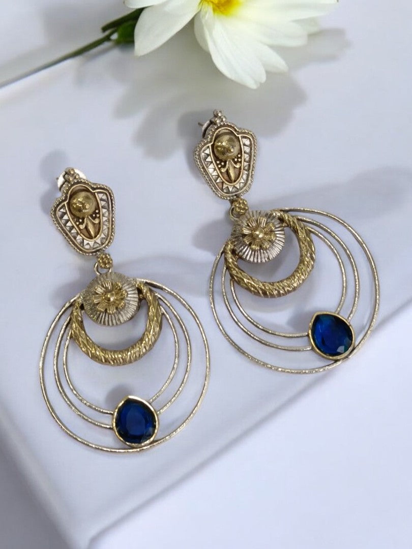 BLUE LINAA GERMAN SILVER EARRINGS