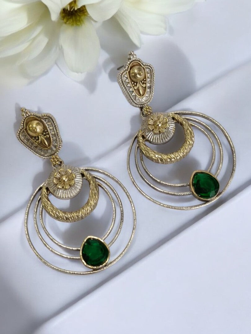 GREEN LINAA GERMAN SILVER EARRINGS