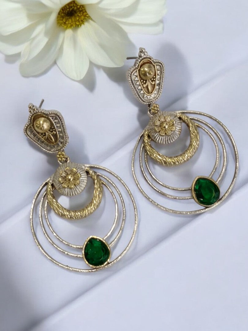 GREEN LINAA GERMAN SILVER EARRINGS