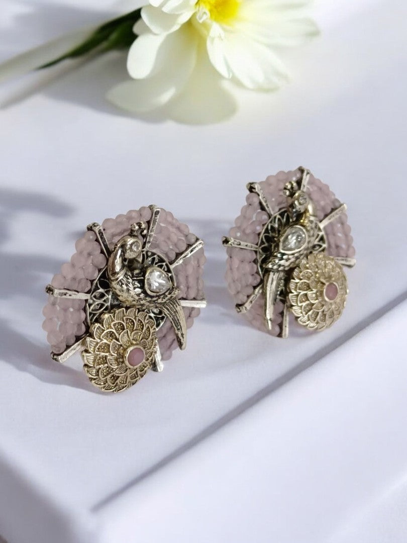 PINK JAGRUTEE GERMAN SILVER EARRINGS