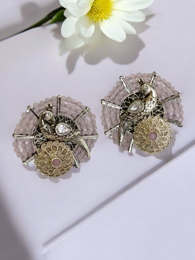 PINK JAGRUTEE GERMAN SILVER EARRINGS