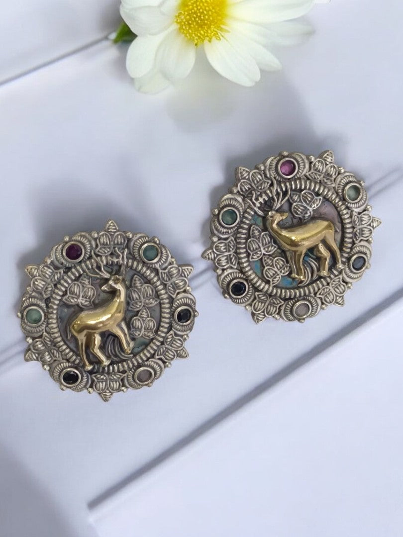 MULTI POOSHPA GERMAN SILVER EARRINGS