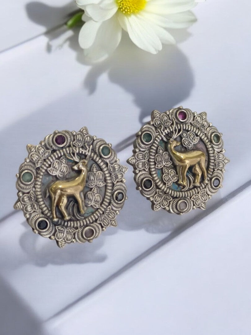 MULTI POOSHPA GERMAN SILVER EARRINGS