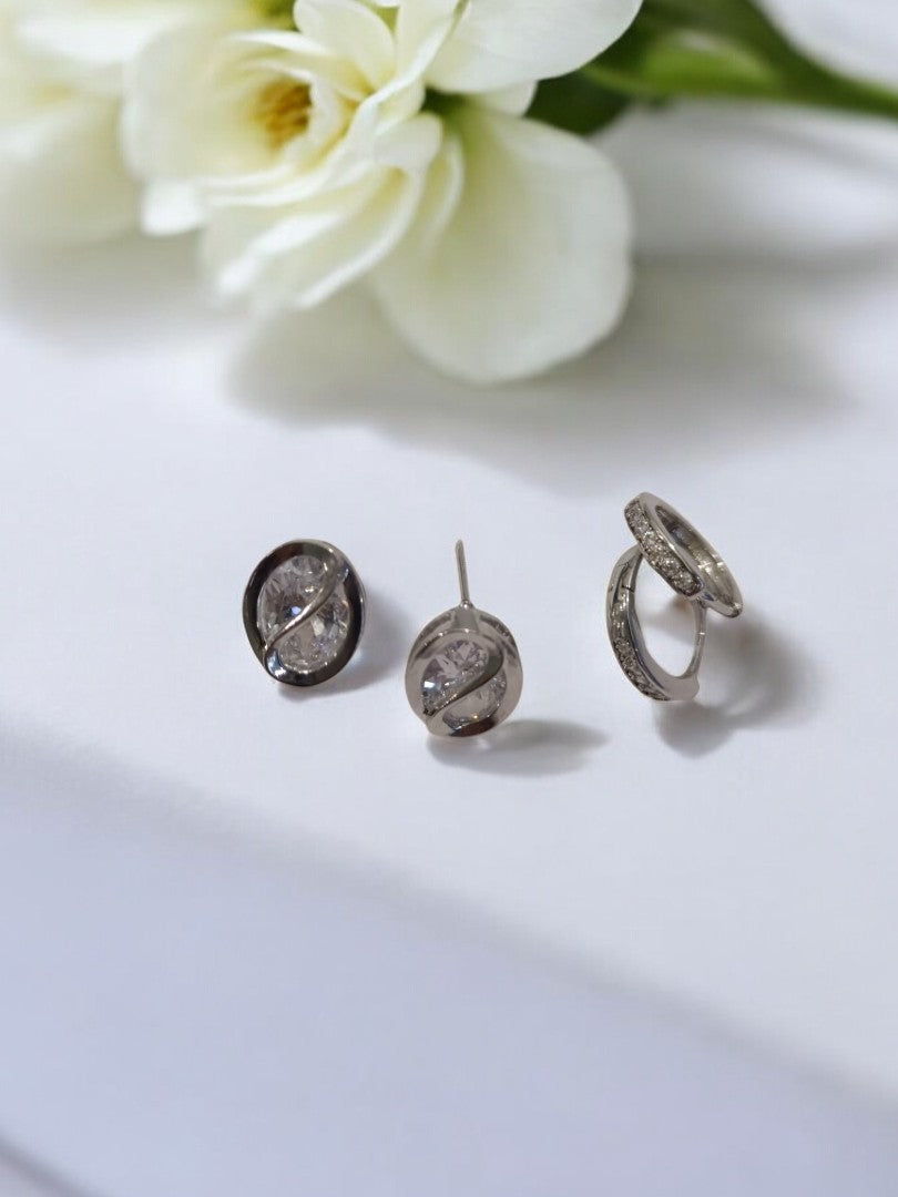SILVER DIAMOND ALYA EARRINGS (COMBO)
