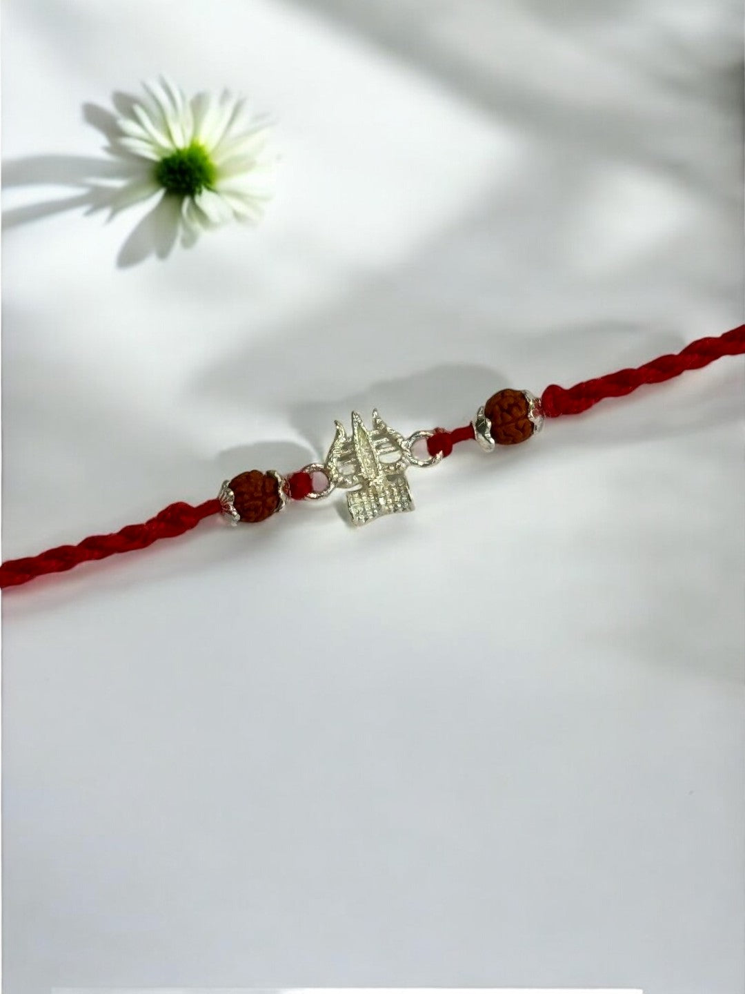 TRISHUL DAMRU TWISHA PURE SILVER RAKHI