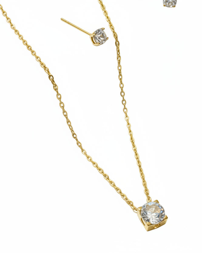 GOLDEN DIAMOND NESSAK NECKLACE AND EARRINGS (COMBO)
