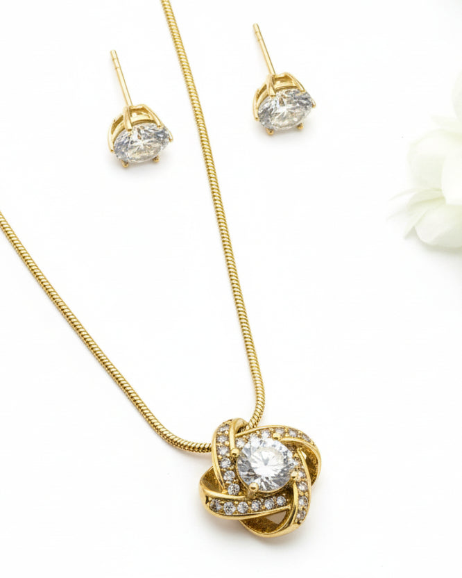 GOLDEN STAR NECKLACE AND EARRINGS (COMBO)