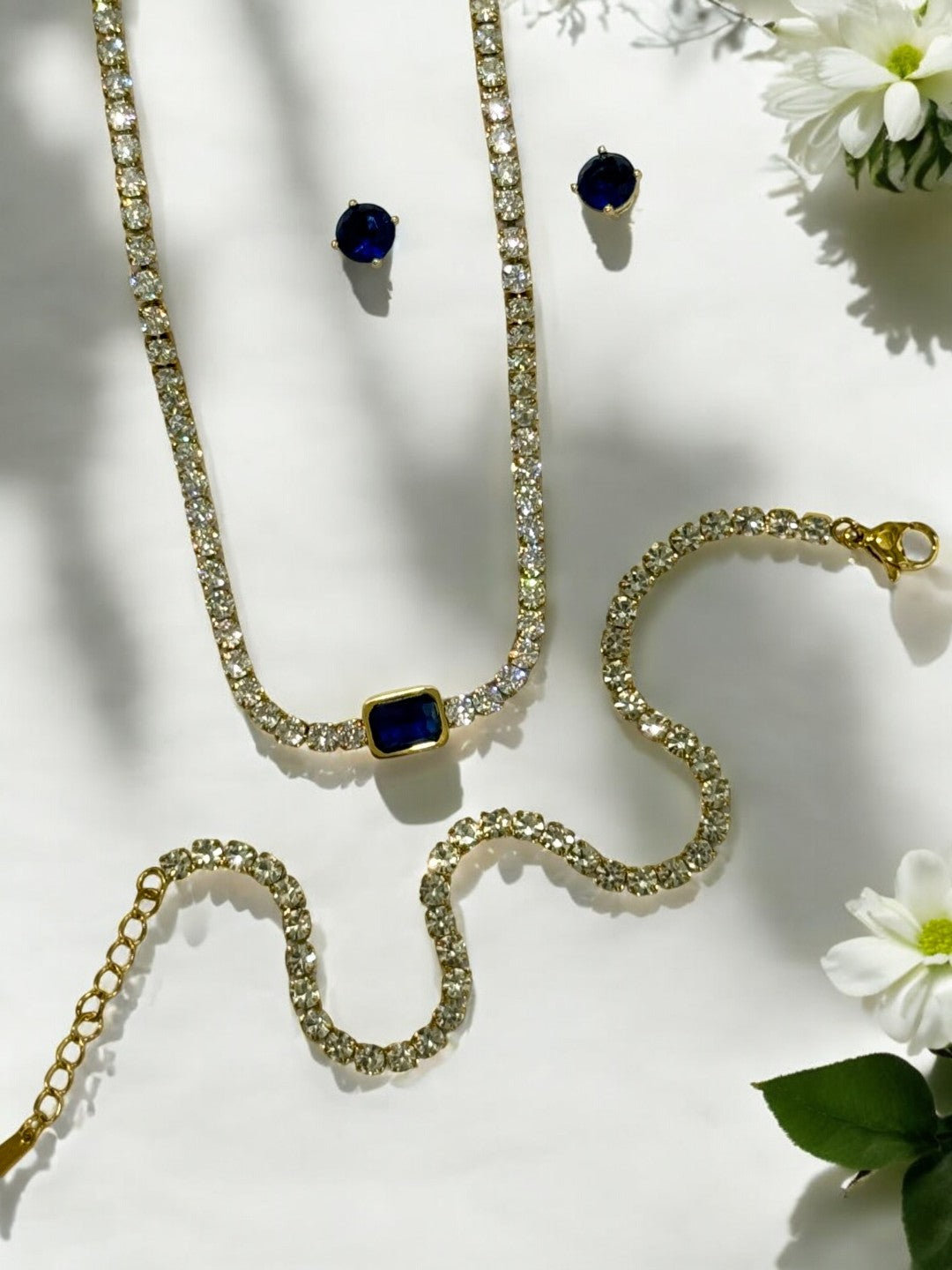 BLUE DIAMOND KADEN NECKLACE AND BRACELET (COMBO)