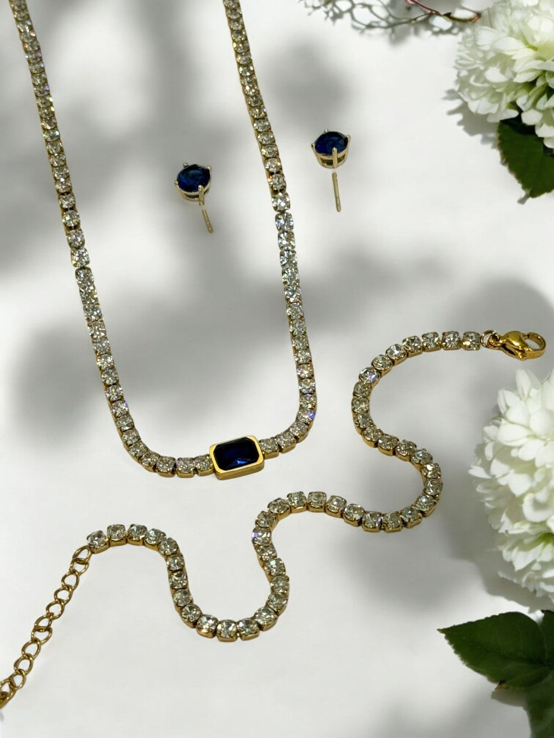 BLUE DIAMOND KADEN NECKLACE AND BRACELET (COMBO)