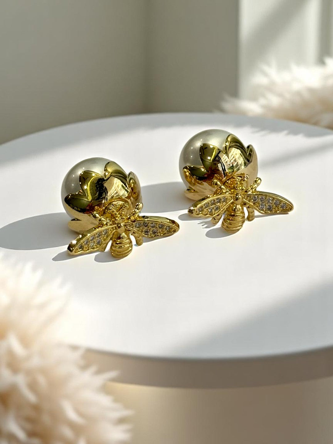 GOLDEN PEARL BUMBLEBEES ATLAS EARRINGS