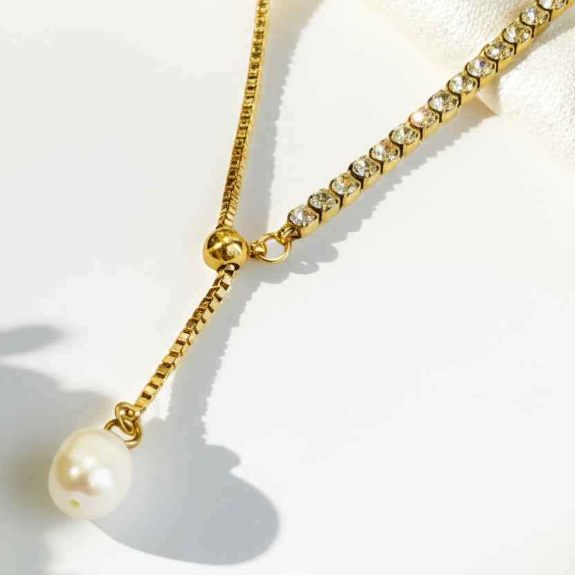 GOLDEN DIAMOND PEARL WESTON NECKLACE