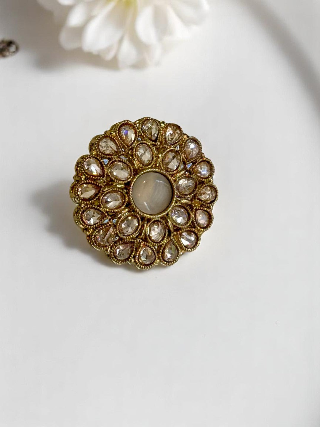 GREY HANSHIKA KUNDAN RINGS