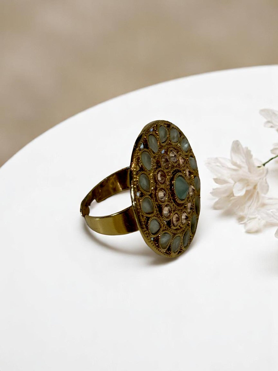 SEA GREEN JAYANTI KUNDAN RINGS