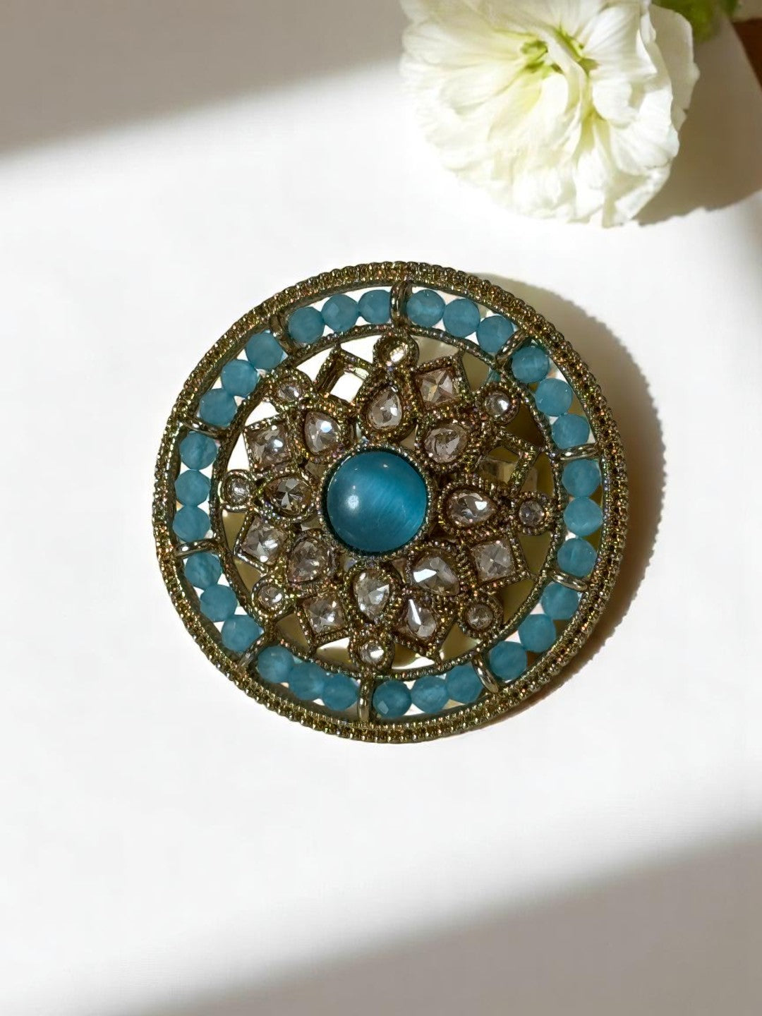 SEA BLUE ILINA KUNDAN RINGS