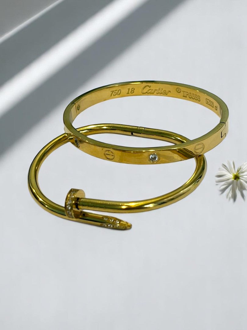 GOLDEN DIAMOND ROUND CARTIER NAIL ORVIN BRACELET (COMBO)