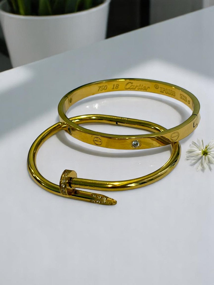 GOLDEN DIAMOND ROUND CARTIER NAIL ORVIN BRACELET (COMBO)