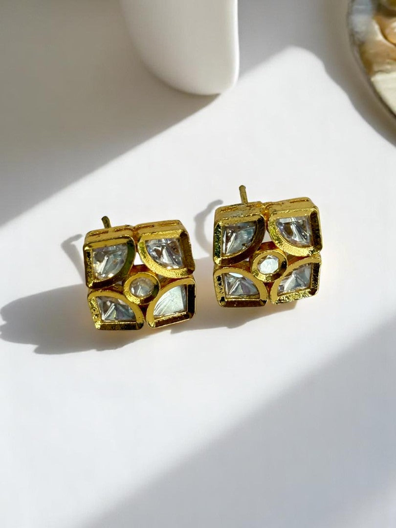 GOLDEN JASLEEN KUNDAN EARRINGS