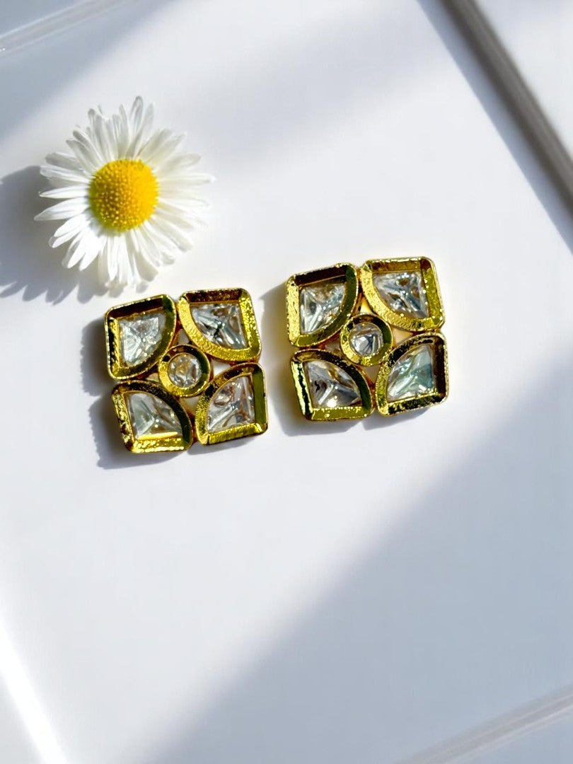 GOLDEN JASLEEN KUNDAN EARRINGS