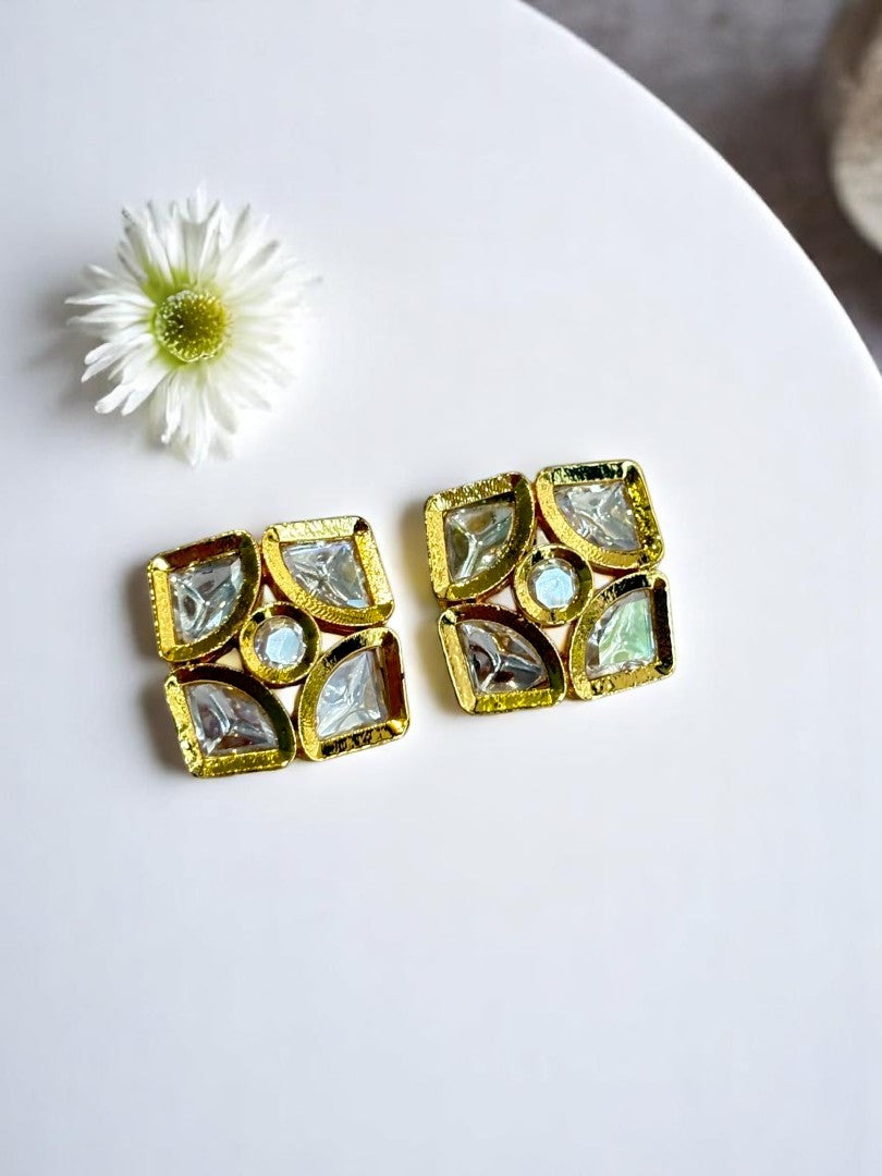 GOLDEN JASLEEN KUNDAN EARRINGS