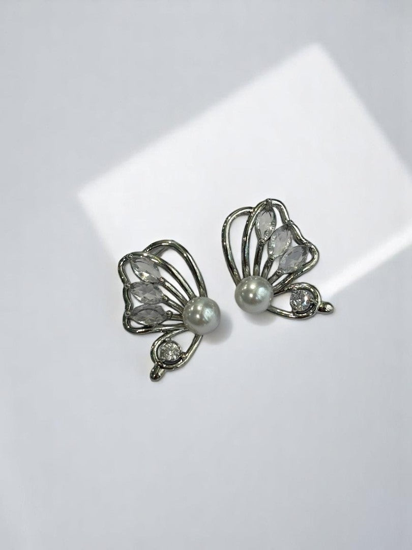 SILVER DIAMOND BUTTERFLY RYKER EARRINGS