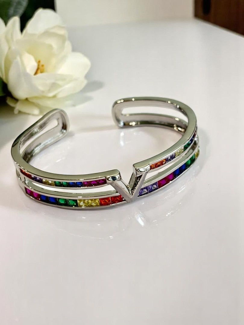 MULTI DIAMOND VALENTINO DOMINIC BRACELET (CUFF)