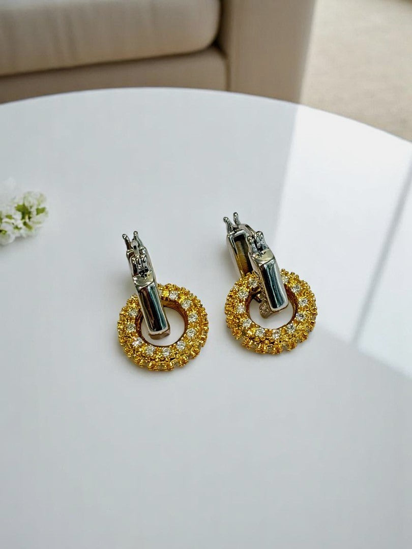 DUAL TONE DIAMOND MIUMIU DONIS EARRINGS