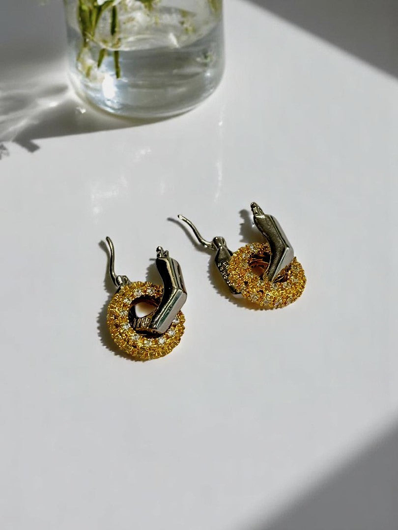 DUAL TONE DIAMOND MIUMIU DONIS EARRINGS