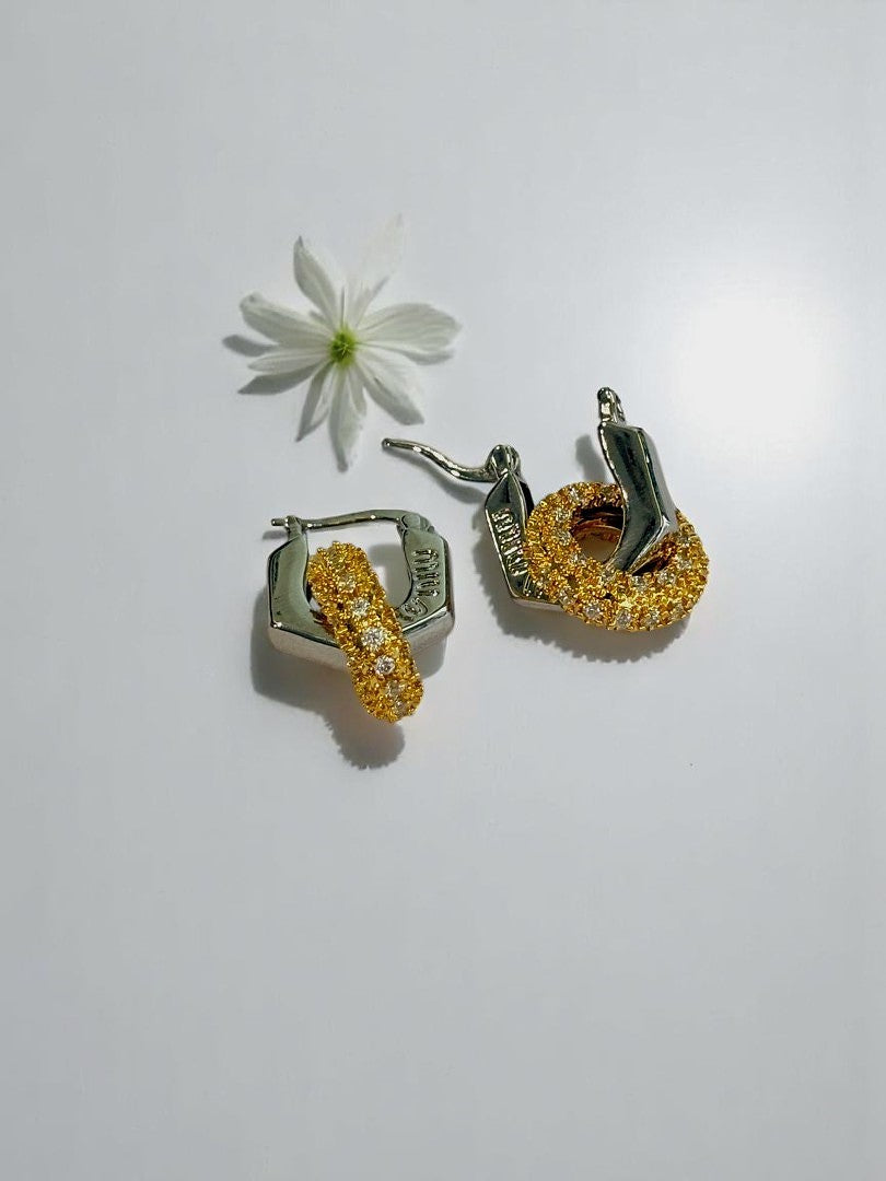 DUAL TONE DIAMOND MIUMIU DONIS EARRINGS