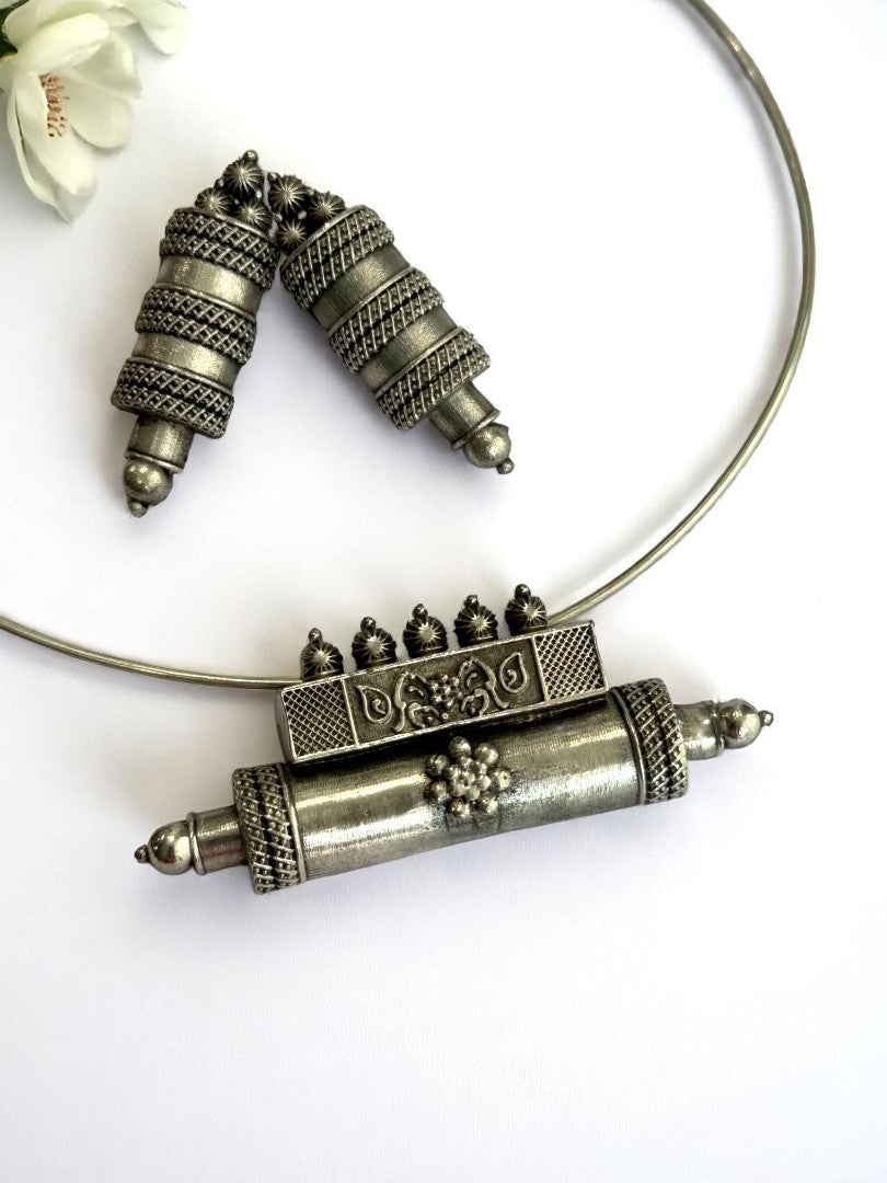 SILVER HASLI JIGYA GERMAN SILVER JEWELLERY SET