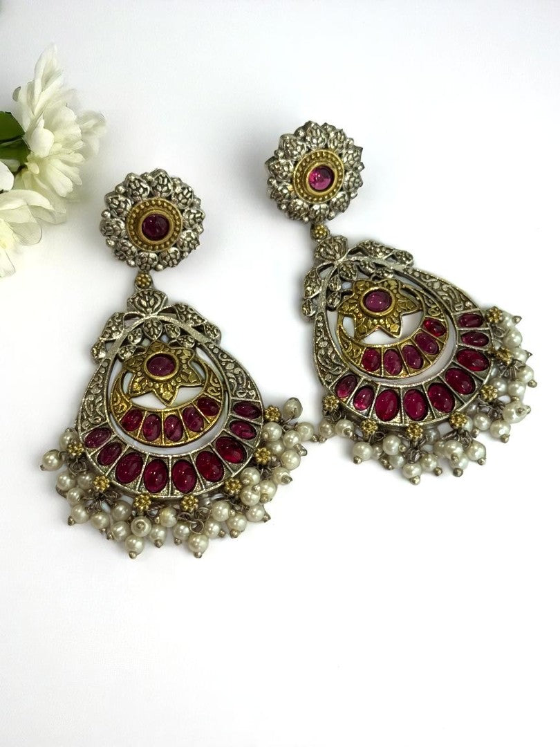 RUBY AANYA GERMAN SILVER EARRINGS