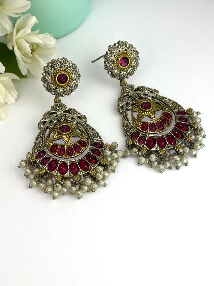 RUBY AANYA GERMAN SILVER EARRINGS