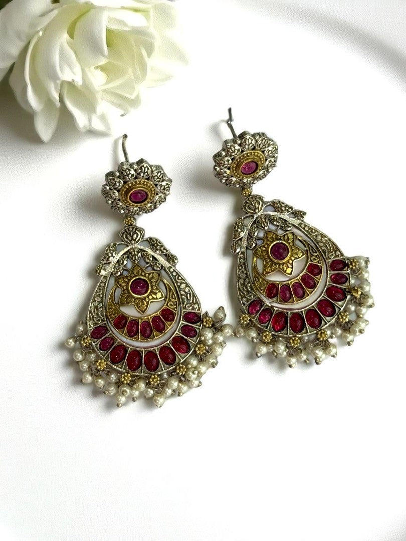 RUBY AANYA GERMAN SILVER EARRINGS
