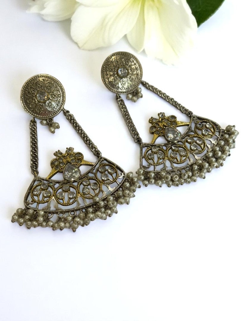 WHITE KIARA GERMAN SILVER EARRINGS