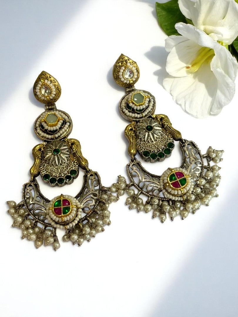 MULTI KUMUD GERMAN SILVER EARRINGS