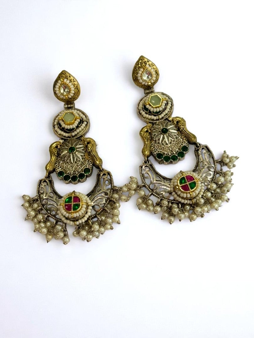 MULTI KUMUD GERMAN SILVER EARRINGS